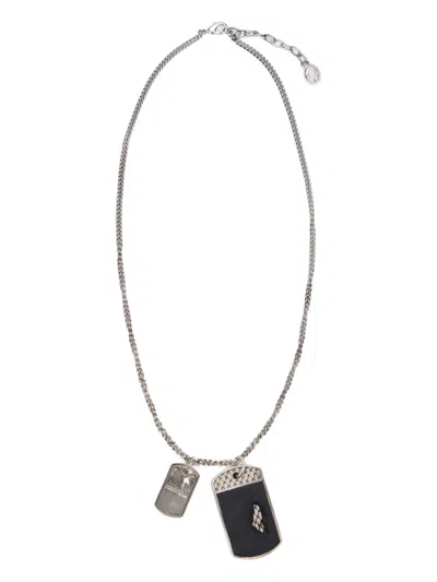 Roberto Cavalli Double-tag Necklace In Metallic