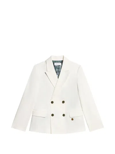 Roberto Cavalli Kids' Double-breasted Logo-plaque Jacket In White