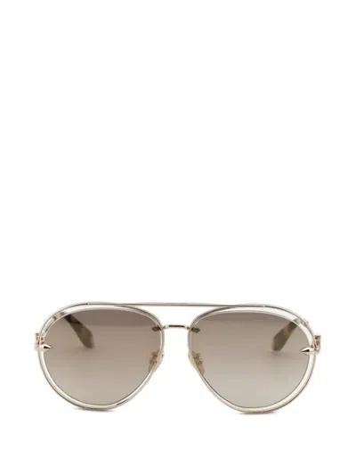 Roberto Cavalli Double-bridge Pilot-frame Sunglasses In Brown