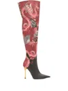 Roberto Cavalli Dragon-print High-heel Boots In Red