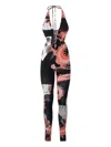 Roberto Cavalli Jumpsuit With All-over Dragon In Black