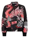 Roberto Cavalli Dragon-print Reversible Bomber Jacket In Black