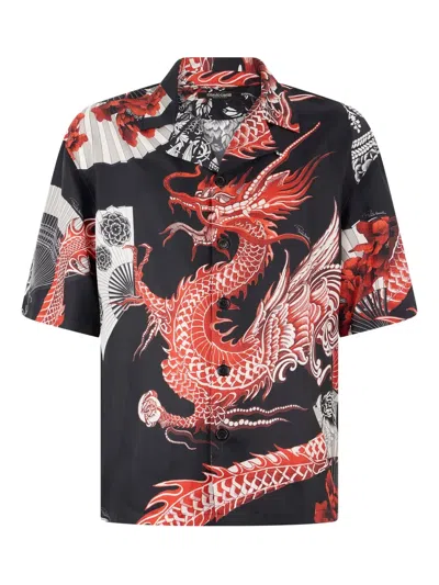 ROBERTO CAVALLI DRAGON-PRINT SILK SHIRT