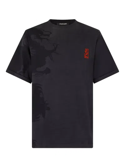 Roberto Cavalli Dragon-print T-shirt In Black
