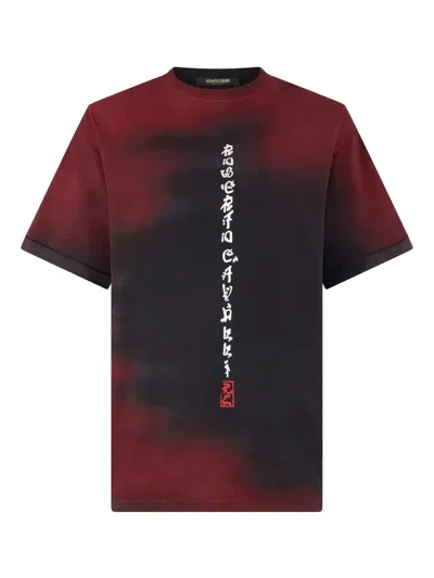 Roberto Cavalli Dragon-print Tie-dye Effect T-shirt In Black