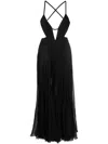 Roberto Cavalli Draped Backless Silk Dress In Schwarz