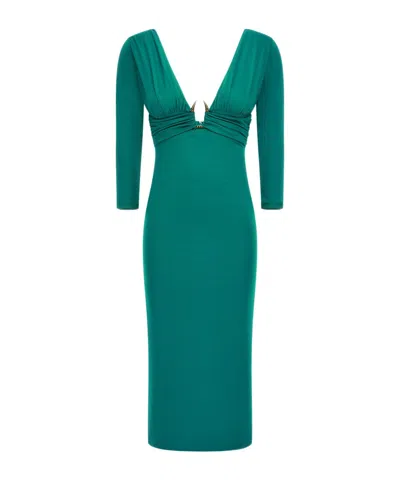 Roberto Cavalli Draped-detail Dress In Light Blue