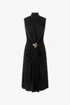 Roberto Cavalli Womens Nero Gathered High Neck Woven Midi Dress