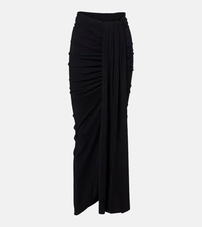 Roberto Cavalli Draped Midi Skirt In Black