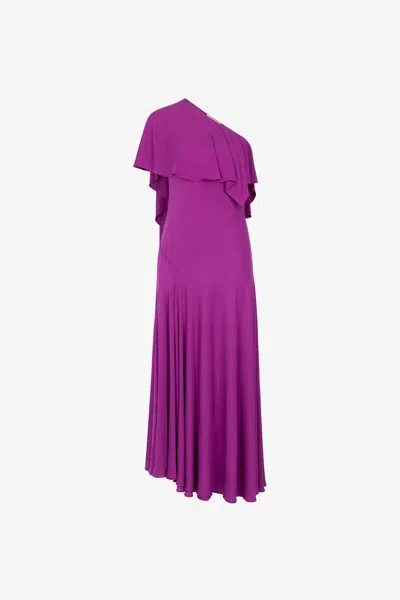 Roberto Cavalli Draped One-shoulder Dress In Purple