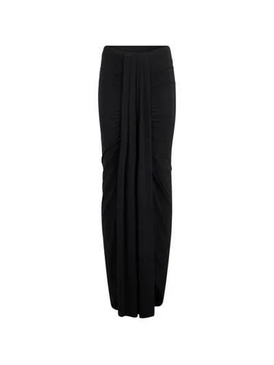 Roberto Cavalli Draped Side-slit Maxi Beachwear In Black