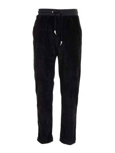 Roberto Cavalli Drawstring Embroidered Pants In Negro