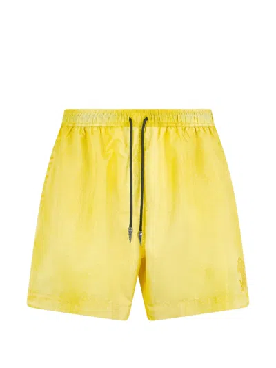 Roberto Cavalli Drawstring-fastening Swim Shorts In Yellow
