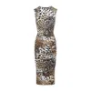 Roberto Cavalli Natural Beige Jaguar Print Midi Dress In Animal Print