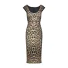 Roberto Cavalli Animal Print Midi Dress With Cap Sleeves In Animal Print