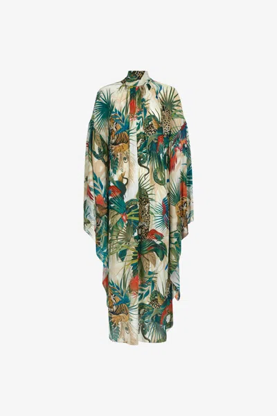 Roberto Cavalli Jungle-print Crepe Maxi Dress In Green