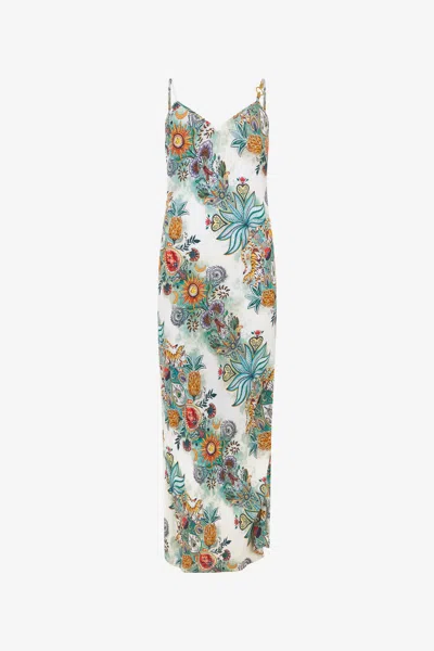 Roberto Cavalli Tropical Garden Print Dress In Multi