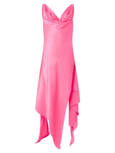Roberto Cavalli Dress With Asymmetric Skirt In Fuchsia
