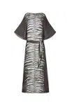 Roberto Cavalli Dress With Belt And Zebra Print In Black/white