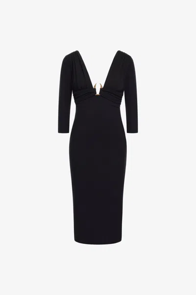 Roberto Cavalli Dress With Gold Detail In Black