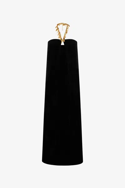 Roberto Cavalli Dress With Gold Leaf Embellishment In Black