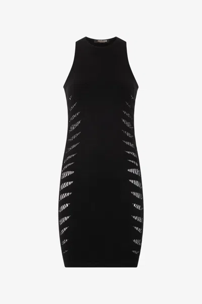 Roberto Cavalli Dress With Perforated Zebra Pattern In Black