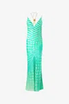 Roberto Cavalli Psychedelic Print Dress With Necklace In Verde