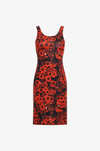 Roberto Cavalli Dress With Rc Print In Red