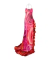 Roberto Cavalli Dress With Rose Print And Flounces