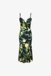 Roberto Cavalli Dress With Shoulder Straps And Lemon Print In Black