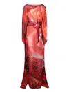 Roberto Cavalli Garden Rose Kaftan Dress