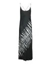 Roberto Cavalli Silk Black Dress With Spaghetti Straps And Fern Print