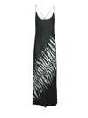Roberto Cavalli Silk Black Dress With Spaghetti Straps And Fern Print