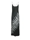 Roberto Cavalli Silk Black Dress With Spaghetti Straps And Fern Print