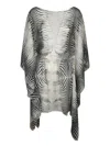Roberto Cavalli Mini Kaftan Zebra Dress Black And White