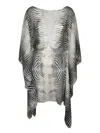 Roberto Cavalli Mini Kaftan Zebra Dress Black And White