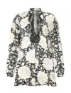 Roberto Cavalli Mini Dress With Floral Print And Lace In Black
