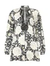 Roberto Cavalli Mini Dress With Floral Print And Lace In Black