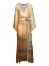 Roberto Cavalli Silk Dress With Sunset-inspired Print