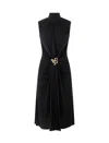 Roberto Cavalli Womens Nero Gathered High Neck Woven Midi Dress In Black