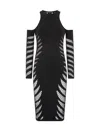 Roberto Cavalli Midi Dress With Perforated Pattern In Black