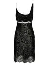 Roberto Cavalli San Marco Black Velvet Mini Dress In Black