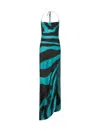 Roberto Cavalli Zebra-print Dress In Blue