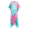 Roberto Cavalli Long Dress In Multicolor Marbled Silk In Blue
