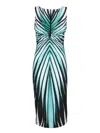 Roberto Cavalli Womens Turchese Striped Plunge Stretch-woven Midi Dress In Multi
