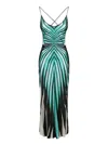 Roberto Cavalli Ray Of Sea Printed Silk Twill Midi Dress In Multi
