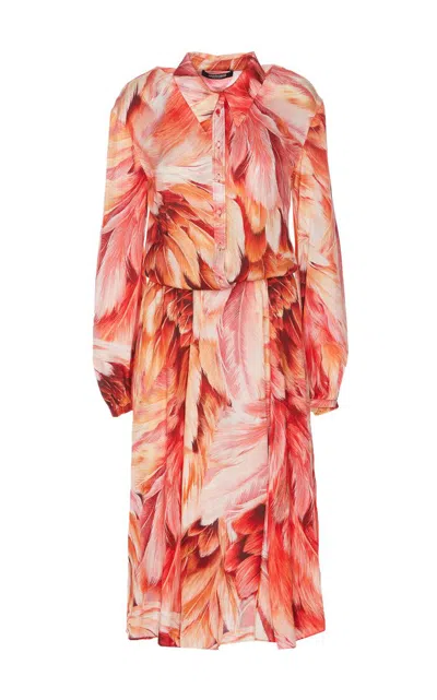 Roberto Cavalli Plumage Print Dress In Multicolour