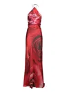 Roberto Cavalli Garden Rose-print Maxi Dress In Red