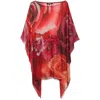 Roberto Cavalli Garden Rose Print Silk Caftan In Red