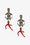 Roberto Cavalli Earrings With Monogram Rc And Coral In Red